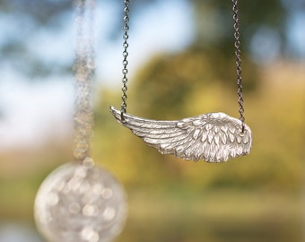 Angel Wing Necklace for Women, Guardian Angel, Baby Loss, Miscarriage, Sentimental Sympathy Gift for Her, Silver Memorial Jewelry