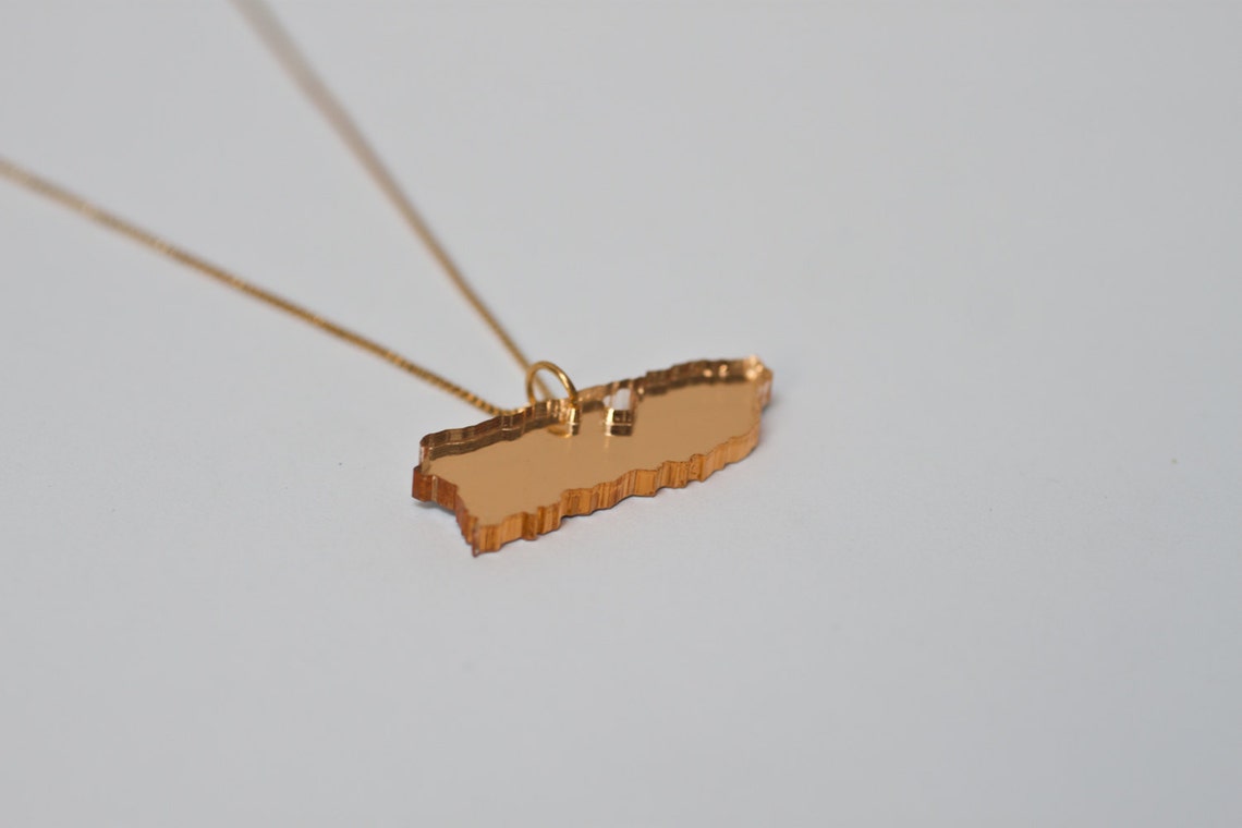 Gold Puerto Rico Necklace Mirrored Gold Puerto Rico State Etsy