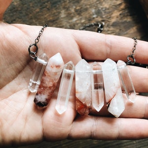 Strawberry Quartz Necklace, Crystal Necklace, Hematoid Quartz Point Necklace -