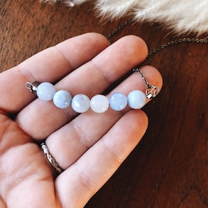 Blue Lace Agate Necklace - Beaded Blue Lace Necklace Blue Crystal Necklace, Agate Jewerly