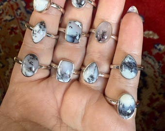 Dendrite Opal Ring, Sterling Silver Ring, Sterling Silver, Dendritic Opal Ring