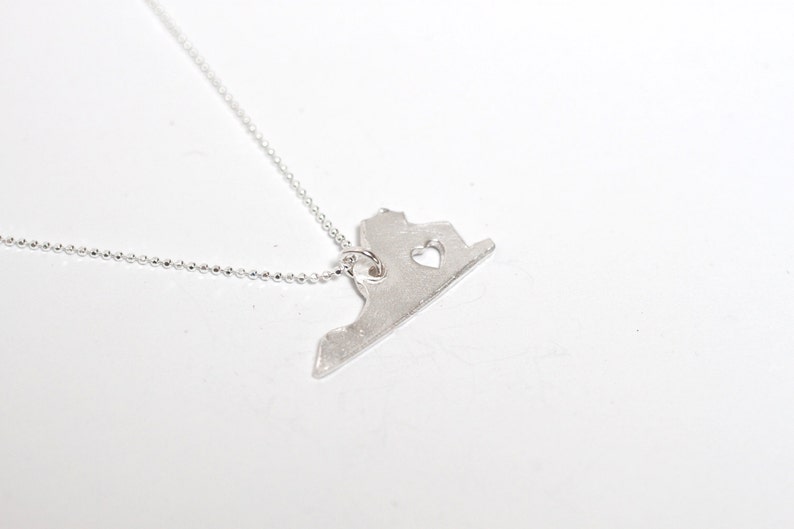 I Heart Virginia Necklace Silver Virginia State Necklace Etsy