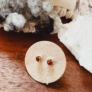 Baltic Amber Earrings, Sterling Silver, Natural Amber, Amber Jewelry, Dainty Amber Earrings, Studs, Gift for her image 2