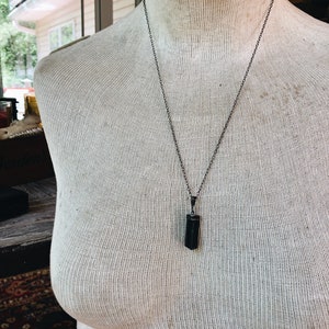 Raw Black Tourmaline Necklace, Protection Necklace, Black Stone Necklace, Black Crystal Necklace, Black Gemstone, Meditation image 3