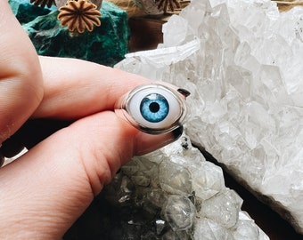 Eye Ring, Eyeball Ring Sterling Silver Eye Ring Third Eye Ring