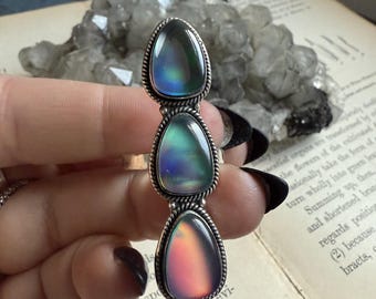 Aurora Opal Sterling Silver Ring Size 9