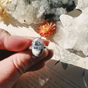 Dendrite Opal Ring, Sterling Silver Ring, Sterling Silver, Dendritic Opal Ring Size 7 Oval