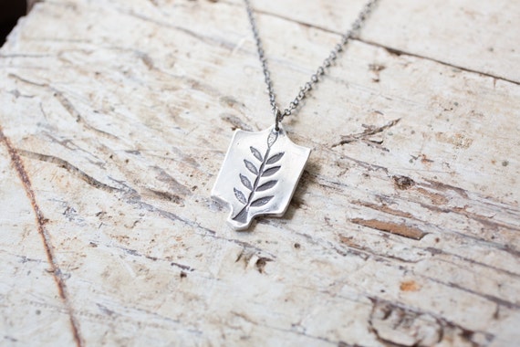Growth Necklace India Inspired Silver Leaf - Silver Leaf Pendant India Growth Necklace India Inspired Silver Leaf - Silver Leaf Pendant India