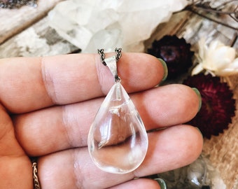 Clear Quartz Pendant, Quartz Crystal Necklace, Natural Teardrop Quartz, Gift For Women