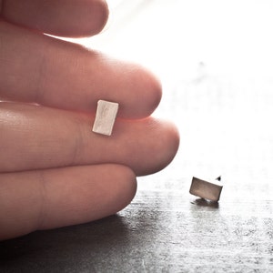 Sterling Silver Studs, Small Rectangle Post Earrings, Geometric and Minimalist