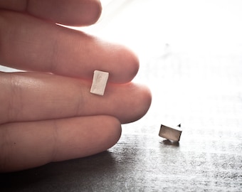 Pendientes de plata de ley, pequeños pendientes rectangulares, geométricos y minimalistas