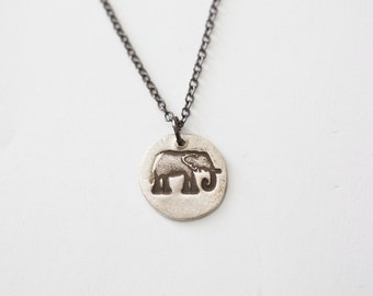 Elephant Necklace, Silver Elephant Necklace, Elephant and Luck Necklace, Lucky Necklace, Gift For Her