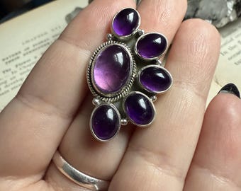 Amethyst Sterling Silver Statement Ring Size 9