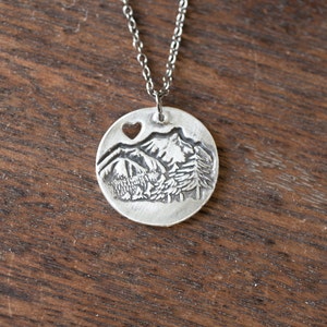 Mountain Necklace, Sterling Silver Mountain Necklace, Evergreen Tree Necklace, Wanderlust Jewelry, Holiday Jewelry Gift