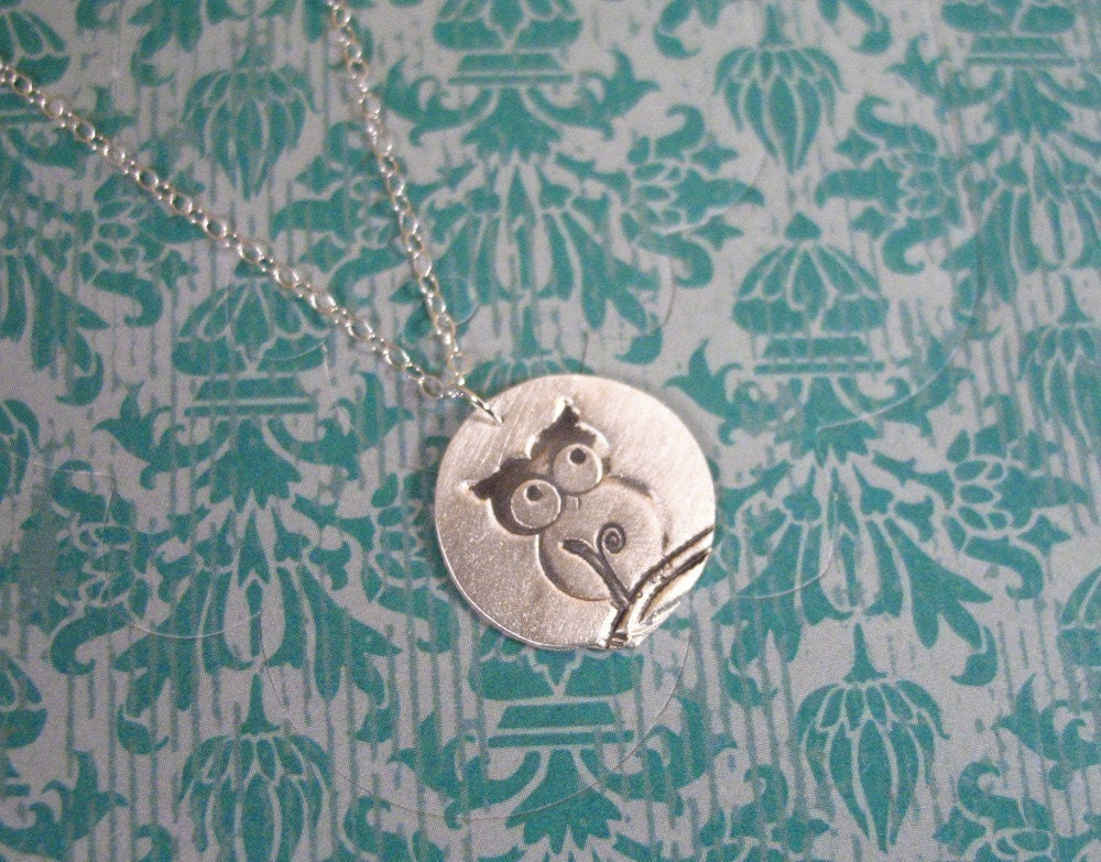 Owl Necklace / Sterling Silver Owl Pendant / Barned Owl / Gift for Night Owl