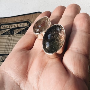 Garden Quartz Ring, Lodolite Quartz Crystal Ring, Boho Jewelry, Clear Green Purple Crystal Ring, Scenic Phantom Quartz Lodalite