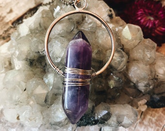 Crystal Point Pendant, Crystal Point Pendant, Silver Crystal Necklace, Healing Crystal Necklace, Rose Quartz, Amethyst, Onyx