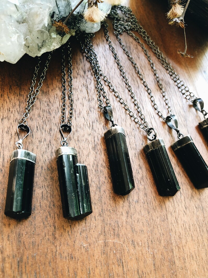 Raw Black Tourmaline Necklace, Protection Necklace, Black Stone Necklace, Black Crystal Necklace, Black Gemstone, Meditation image 5