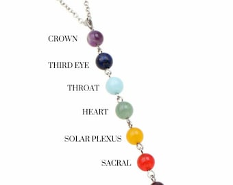 Chakra Necklace, Rainbow Necklace, Healing Gemstone Necklace, Crystal Chakra Necklace, Pride Jewelry, Gift for Her