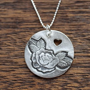 Rose Pendant Necklace • Silver Flower Necklace • Gifts for Mom • Delicate Pearl Jewelry • Grandma Gift