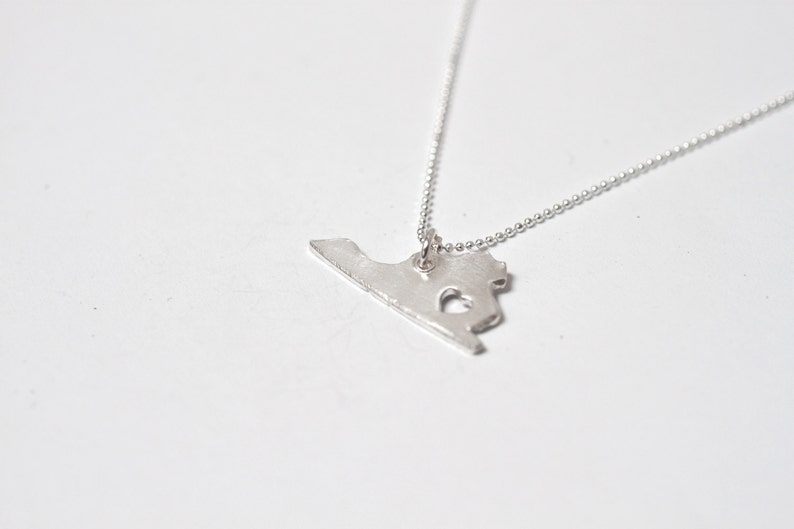I Heart Virginia Necklace Silver Virginia State Necklace Etsy