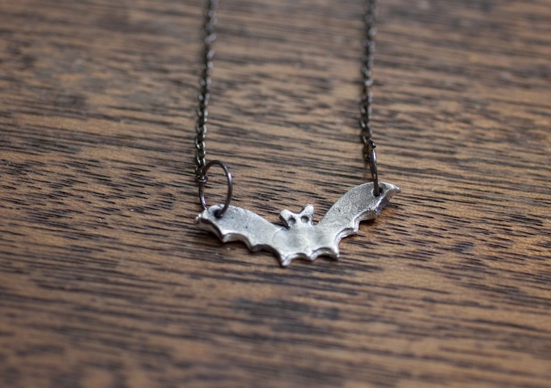 bat jewelry bat charm bat necklace wing necklace halloween necklace sterling silver bat bat pendant baby bat necklace