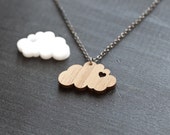I heart clouds - Cloud Necklace - Sterling Silver Chain - Cloud Charm Necklace - Simple & Modern Necklace - Gift Necklace - Bamboo Necklace