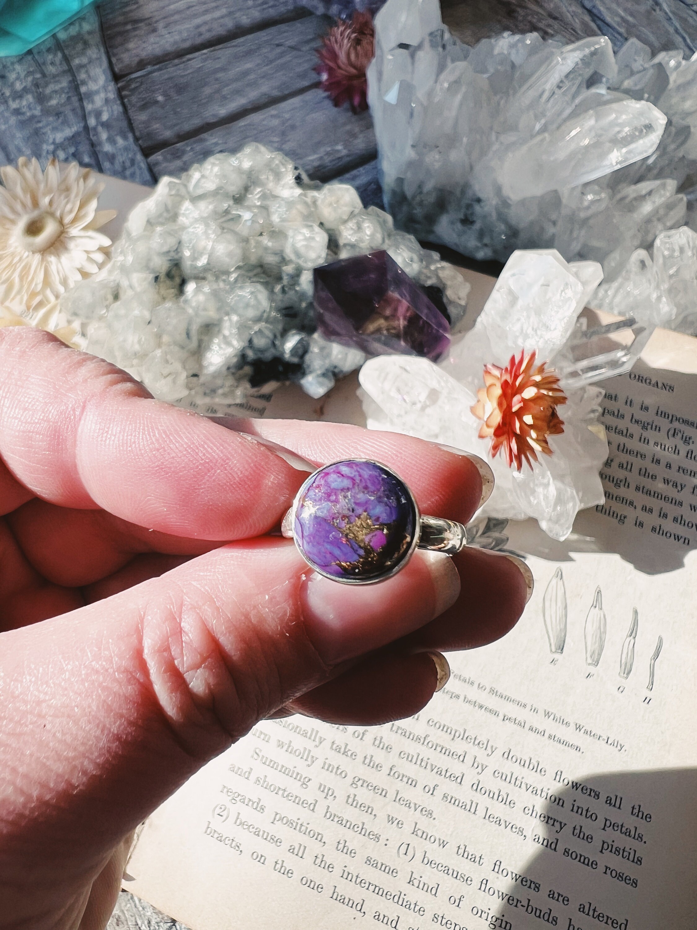 Purple Copper Turquoise Rings Sterling Silver Ring Sterling