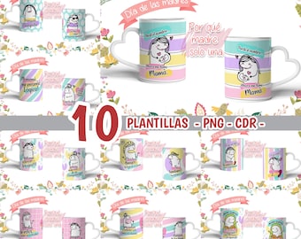 10 Mother's Day Flower Mug Templates - PNG - CDR - Digital Designs Customize 11oz Mugs