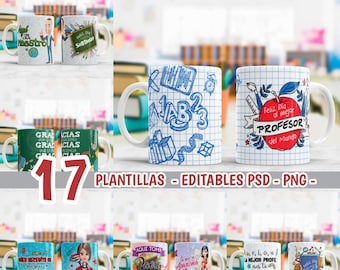 17 PNG Teacher's Day Templates, Teacher Digital Designs for Personalized Teacher Mugs Happy Teacher's Day