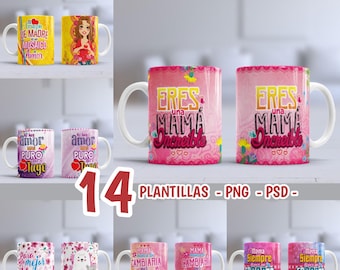 14 PNG Mother's Day Digital Templates - Mom Mugs 11oz PSD