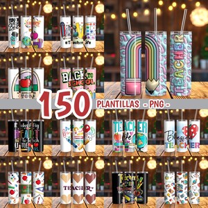 150 PNG Teacher's Day Templates, 20oz Teacher Tumblers Digital Designs for Personalized
