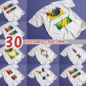 30 Teacher's Day Templates, Teacher Digital Designs for Personalized Happy Teachers Day Crayons Vectors SVG PNG