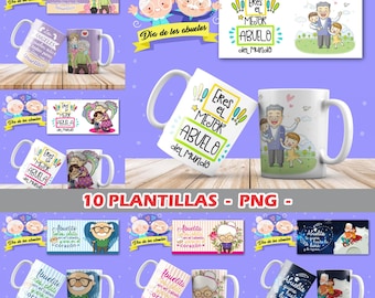 10 Vorlagen zum Großelterntag, für 11oz-Becher (nur PNG, nicht editierbar) - Opa - Oma