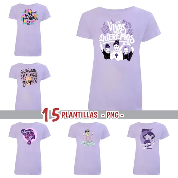 15 Plantillas  - PNG  Dia de la Mujer 8 de Marzo -Playeras Girl Power