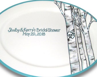 Birch Forest Wedding Signature Platter / Guest Book Alternative / Unique Guest Book / One of a Kind / Hand Painted / Wedding Keepsake / Gift