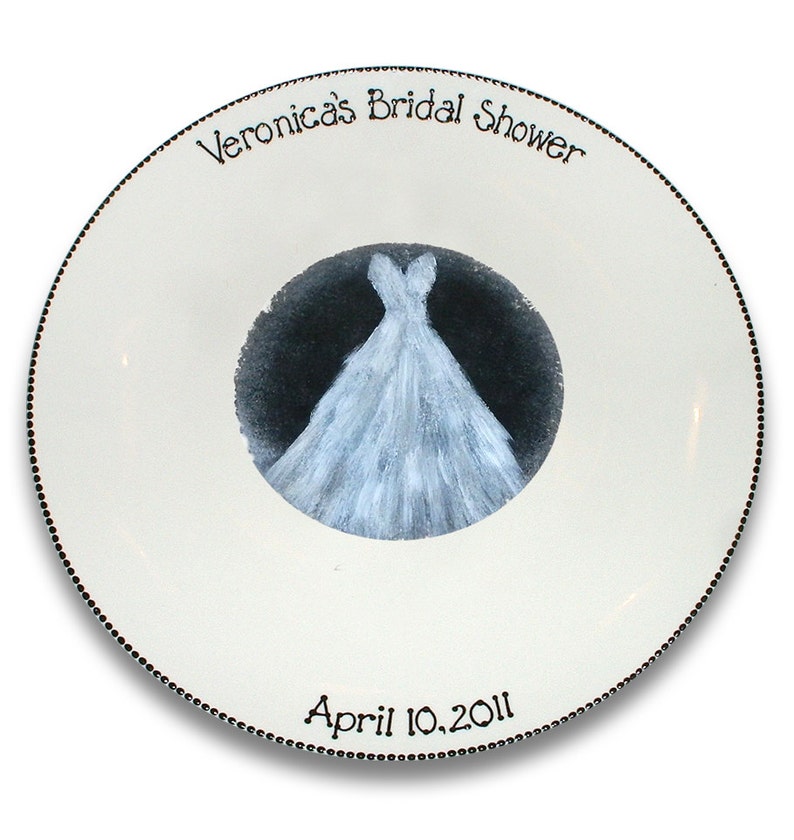 Wedding Dress Bridal Shower Guest Signature Plate / Guest Book Alternative image 6