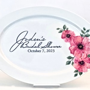 Poppy Monogram Guest Signature Platter / Guest Book Alternative / Poppy Theme Autograph Platter / Floral Wedding / Hand Painted Poppies image 1