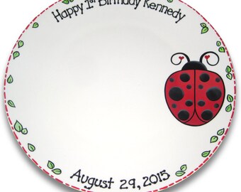 LadyBug Baby First Birthday Signature Plate / Guest Book Alternative