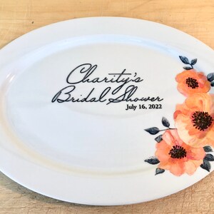 Poppy Monogram Guest Signature Platter / Guest Book Alternative / Poppy Theme Autograph Platter / Floral Wedding / Hand Painted Poppies image 4