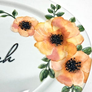 Poppy Monogram Guest Signature Platter / Guest Book Alternative / Poppy Theme Autograph Platter / Floral Wedding / Hand Painted Poppies image 7