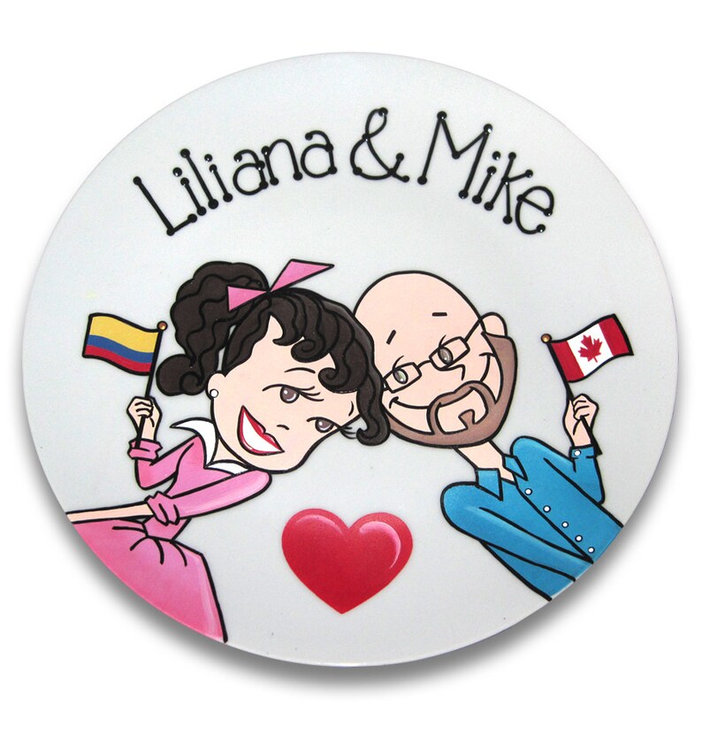 Custom Portrait Souvenir Plate Starry Eyed Couple image 2