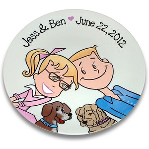 Custom Portrait Souvenir Plate Starry Eyed Couple image 5