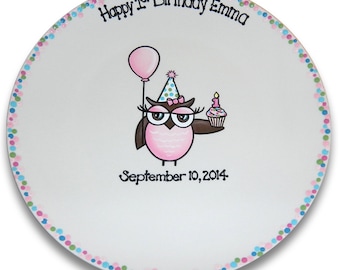 Hoot Owl's 1st Birthday Signature Plate / Guest Book Alternative