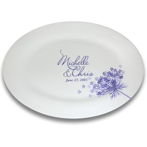 Queen Anne Lace Monogram Ceramic Wedding Signature Platter / Guest Book Alternative / Unique Guest Book / Personalized Wedding Keepsake Gift
