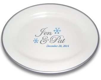 Winter Wedding Hand Painted Signature Platter / Guest Book Alternative / Personalized Wedding Keepsake Gift / Hand Painted Guest Book