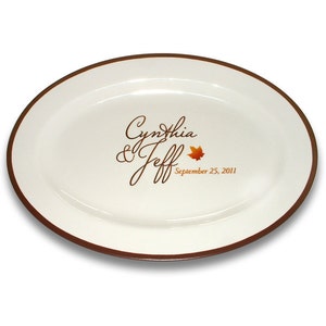 Autumn Monogram Signature Platter / Guest Book Alternative / Fall Wedding Guest Book / One of a Kind / Hand Painted / Wedding Keepsake Gift