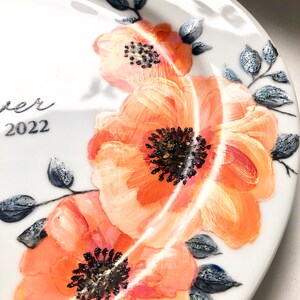 Poppy Monogram Guest Signature Platter / Guest Book Alternative / Poppy Theme Autograph Platter / Floral Wedding / Hand Painted Poppies image 5