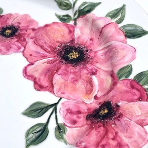 Poppy Monogram Guest Signature Platter / Guest Book Alternative / Poppy Theme Autograph Platter / Floral Wedding / Hand Painted Poppies image 2