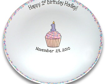 First Birthday Cupcake Signature Plate / Guest Book Alternative